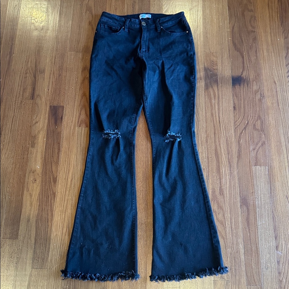 YMi High Rise Super Flare Jeans in Black